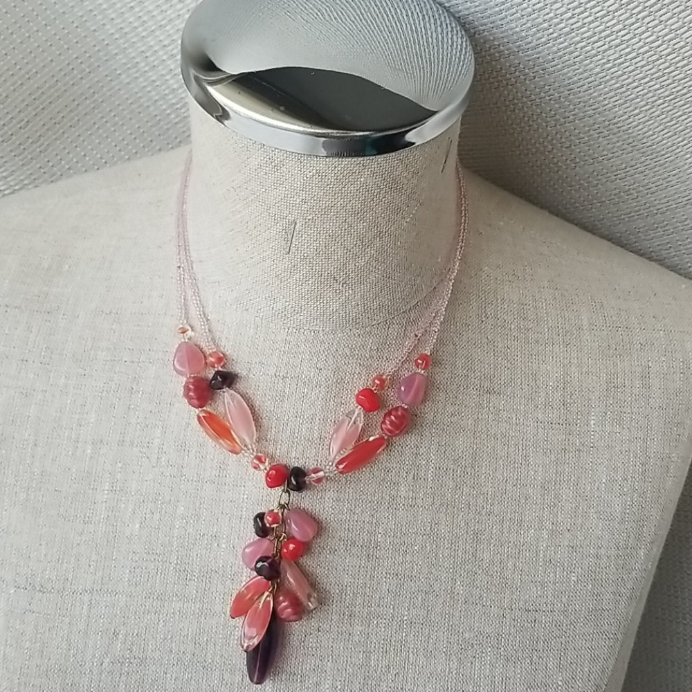 Salmon, light pink and purple necklace